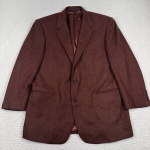 VTG Brooks Brothers 100% Lambswool Blazer Mens 43R Herringbone Sports Coat Italy